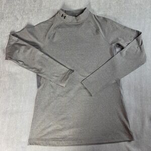 NWT Under Armour ColdGear Fitted Mock Women's Large Charcoal Light Heather Shirt